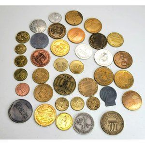 Business Tokens Vintage Lot of 37 Variety of Metal Colors Hoffman Mint SC800